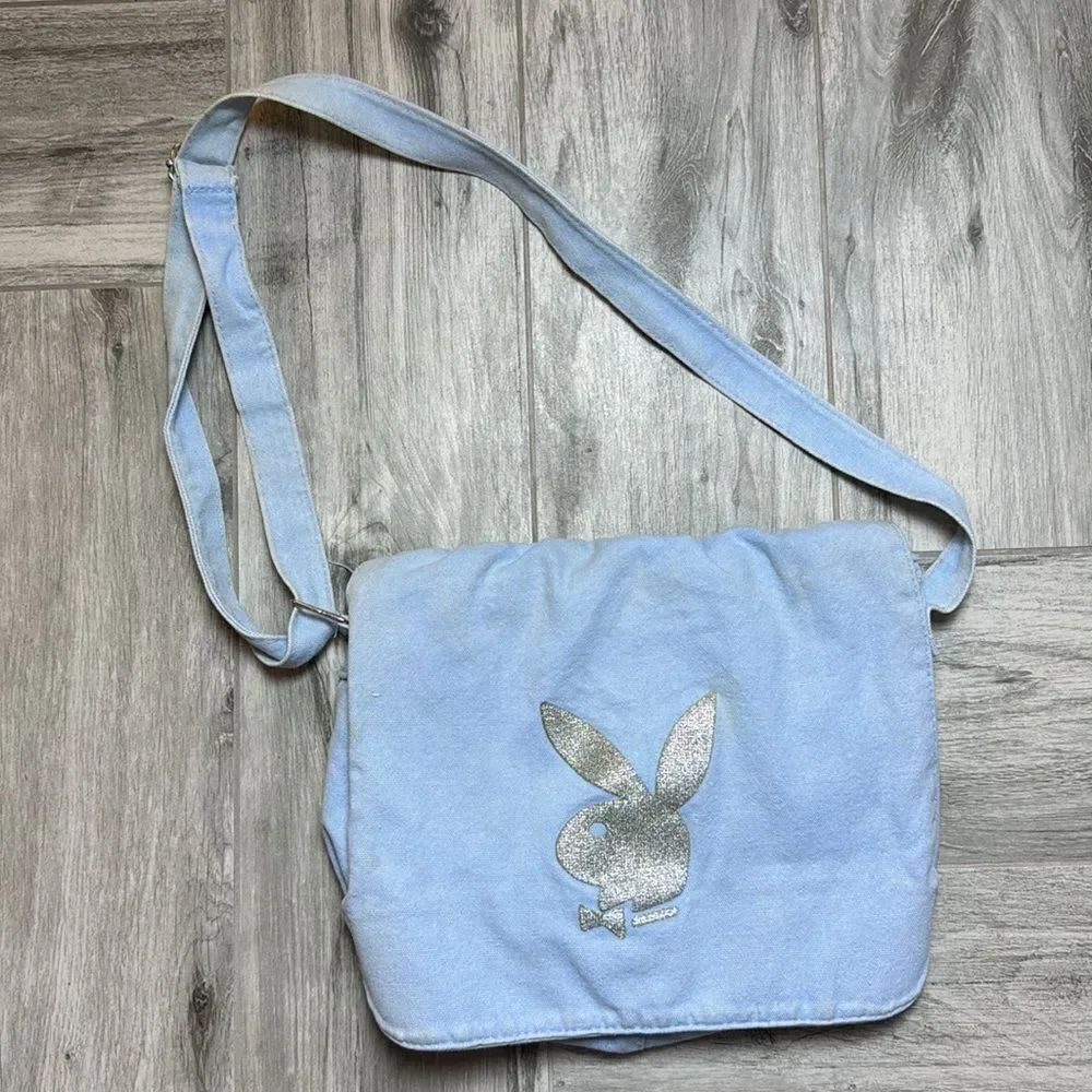 Vintage Playboy Women's Blue Adjustable Flap Crossbody Bag